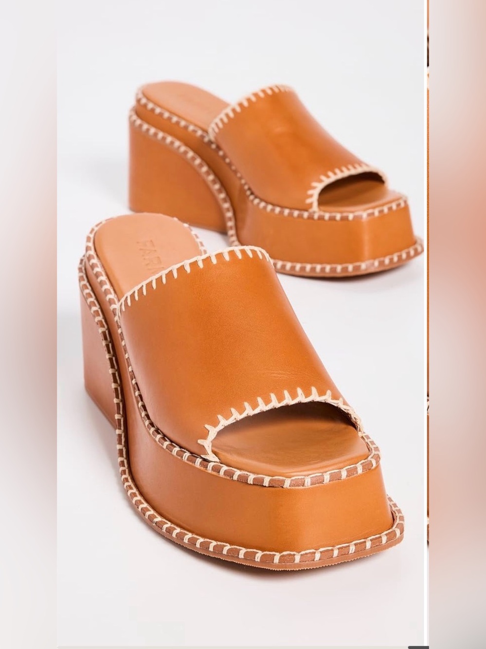 Farm Rio Camel Wedge Mule Sandals, NEW, Size 9 - Picture 4 of 15